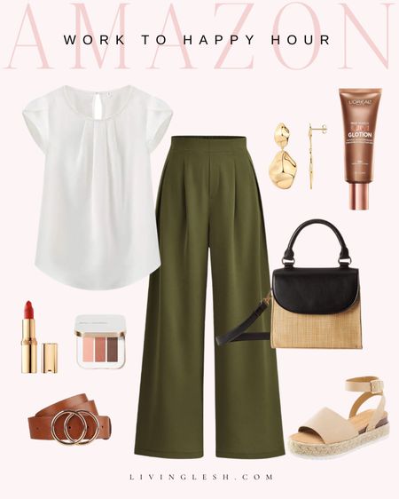 Amazon outfit | Amazon fashion | Work to happy hour | Workwear | Trouser pants | Spring sandals | Work outfit | Crossbody bag

#LTKstyletip #LTKshoecrush #LTKworkwear