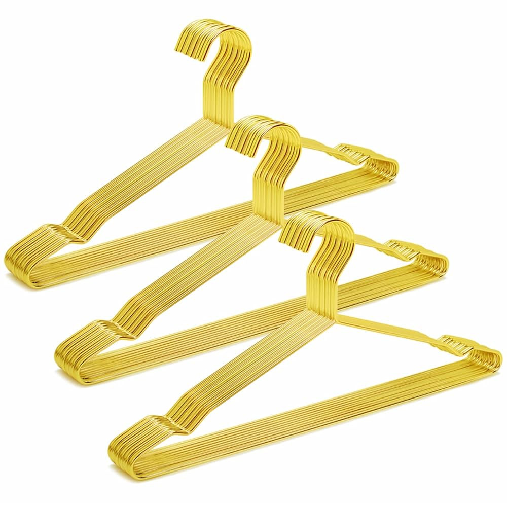 Amber Home 30 Pack 17" Shiny Gold Strong Metal Hanger, Heavy Duty Coat Hangers, Standard Suit Han... | Amazon (US)