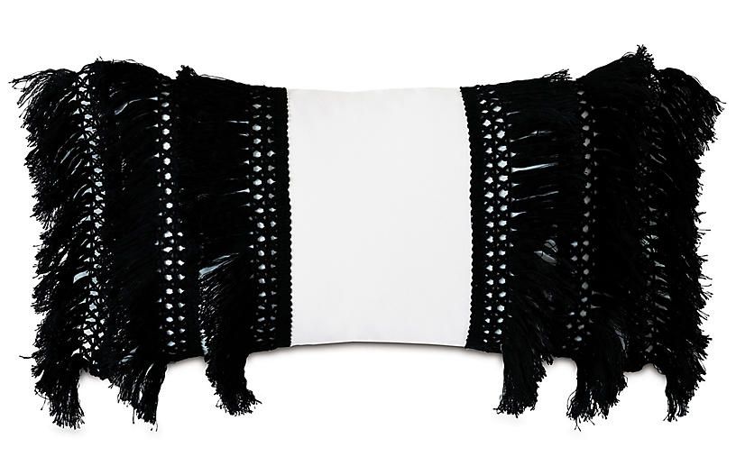 Callie Lumbar Pillow, Balck/White | One Kings Lane