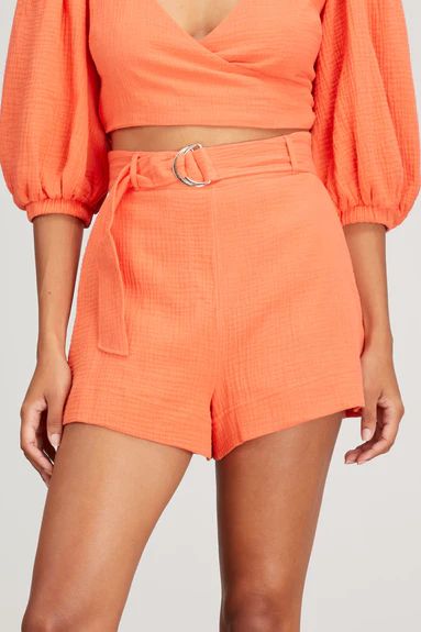 Hart Cotton Gauze Belted Shorts in Chili | Hampden Clothing