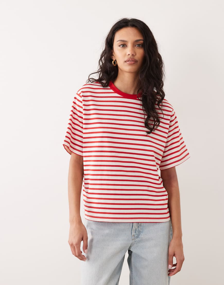 ASOS DESIGN oversized T-shirt in red and white stripe-Multi | ASOS (Global)
