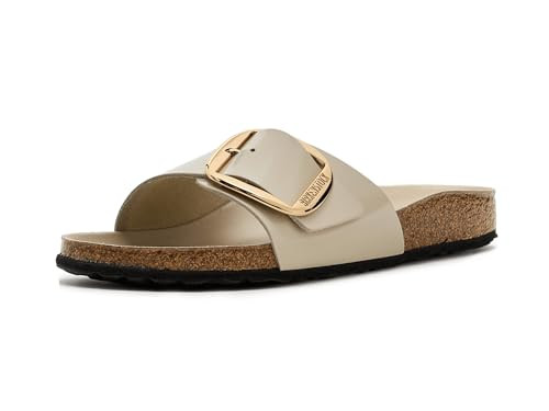 Birkenstock, Women, Madrid Big Buckle High Shine, Oyster, Women 10-10.5, Narrow | Amazon (US)