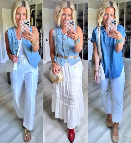 Denim and white for summer is a fav!! It’s all @walmart and @amazon 🙌🏻
Wearing size small in everything!
White denim jeans size 6

#LTKFindsUnder50 #LTKFindsUnder100 #LTKStyleTip