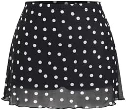 Verdusa Women's Polka Dots Mini Skirt Y2K Vintage Mesh Country Concert Outifits | Amazon (US)