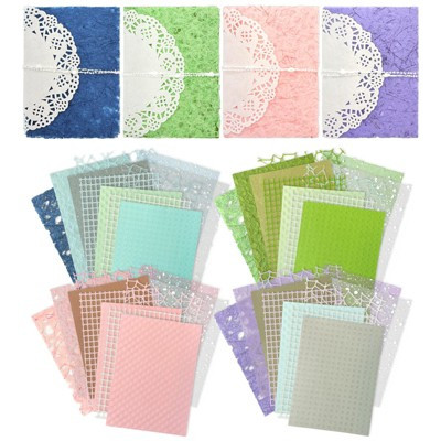 Wrapables Textured Embossed Scrapbook Paper and Mesh Fabric Supplies Set, Decorative Paper Kit for Scrapbooking, Junk Journals, Card Making (Set of 4) | Target