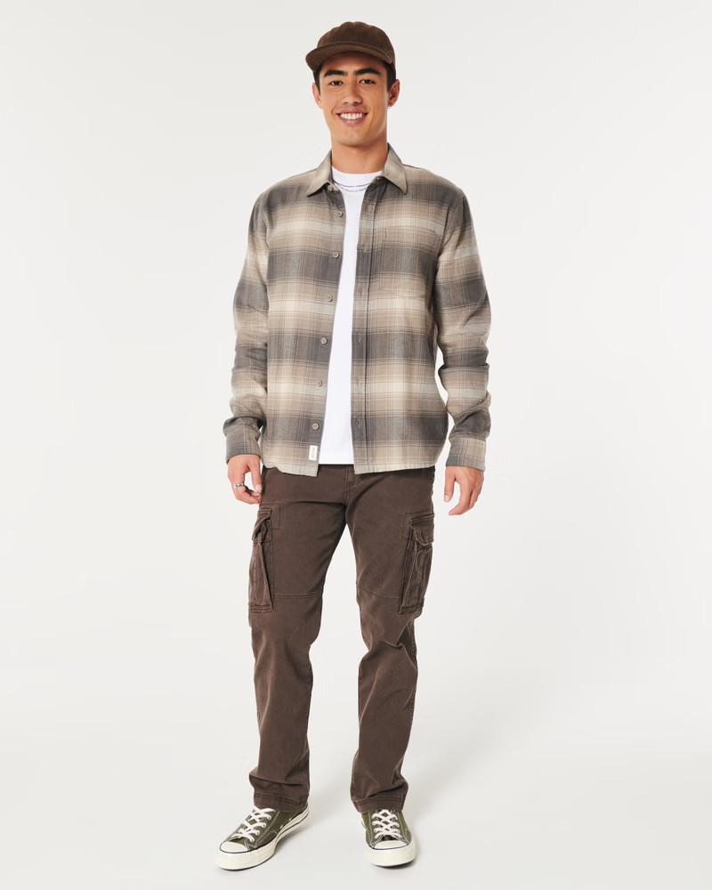 Long-Sleeve Button-Through Flannel Shirt | Hollister (US)
