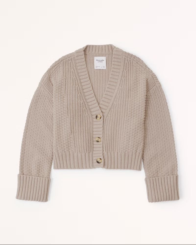 Cotton Seed Stitch Cardigan | Abercrombie & Fitch (US)