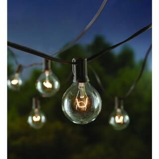 Hampton Bay Outdoor/Indoor 12 ft. Plug-in G50 Incandescent Clear Bulbs Cafe String Light (2-Pack)... | The Home Depot