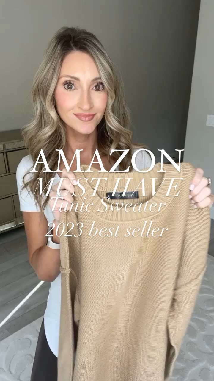 Amazon top selling sweater of 2023. Tunic sweater. Faux leather leggings. Puffer vest. Casual. Comfy 

#LTKfindsunder50 #LTKVideo #LTKstyletip