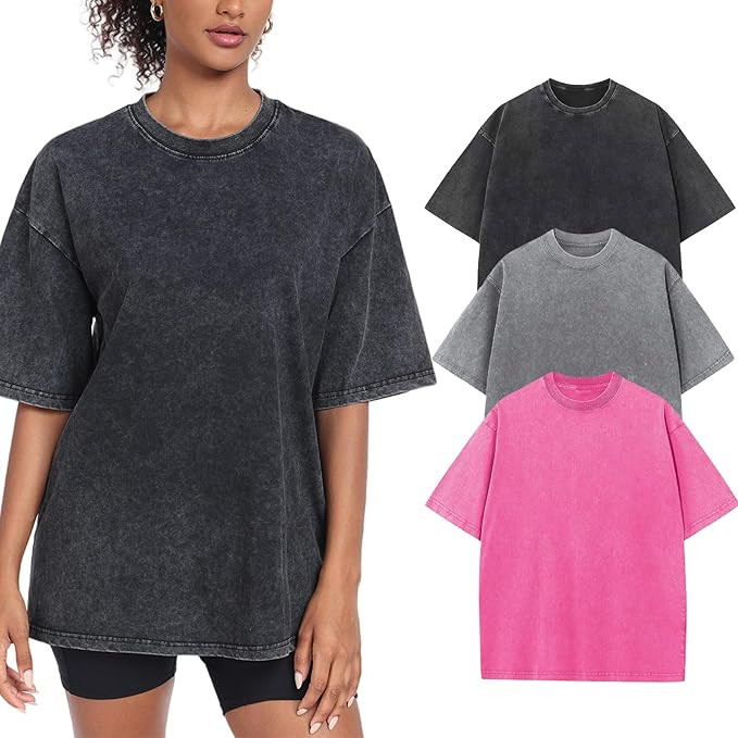 Womens Washed Vintage Oversized T-Shirt Casual Baggy Streetwear Boyfriend Tee Workout Short Sleev... | Amazon (US)