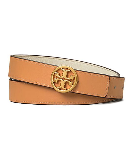 Tory Burch Women's Belts - 1'' New Ivory & Natural Logo Leather Reversible Belt | Zulily