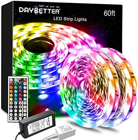 DAYBETTER Led Lights Color Changing Led Strip Lights with Remote Controller 60ft, 2 Rolls of 30ft Le | Amazon (US)