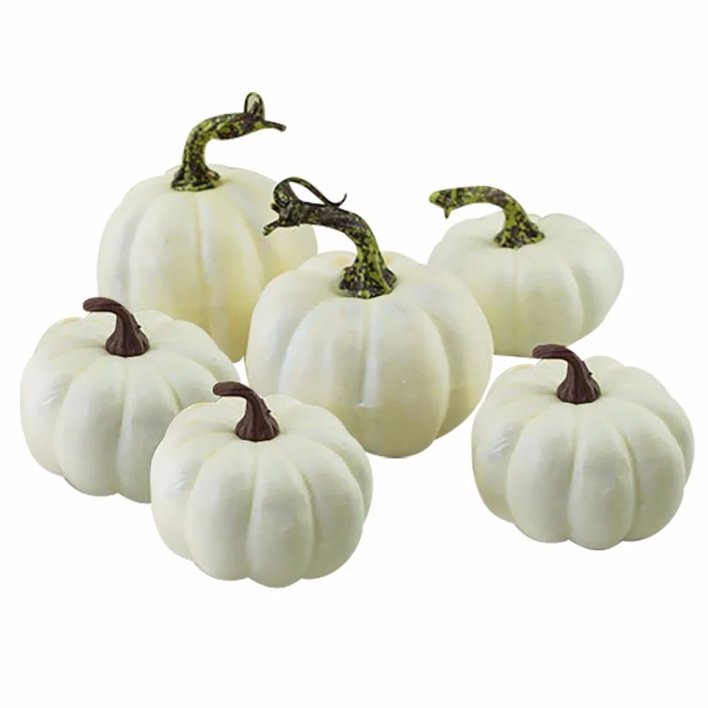 6Pcs/Set Halloween White Artificial Pumpkins Fall Thanksgiving Decor - Walmart.com | Walmart (US)