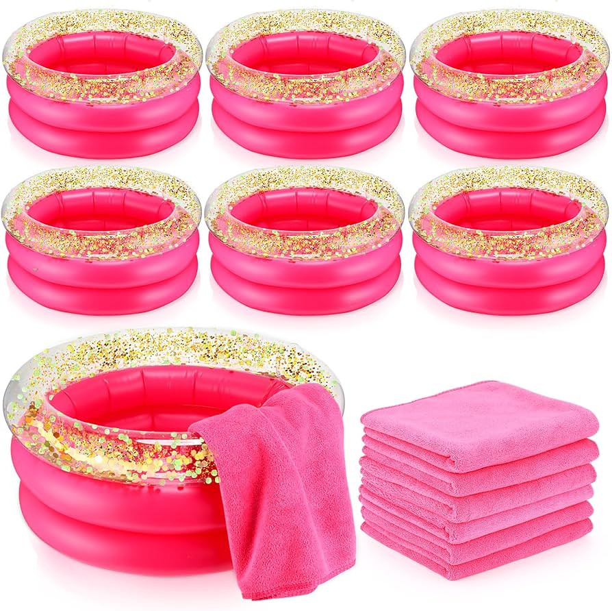 12 Pcs Foot Spa Kit for Girls 13.8 x 13.8 x 6.7 Inch Spa Foot Care Bath and 12 x 28 Inch Hand Tow... | Amazon (US)