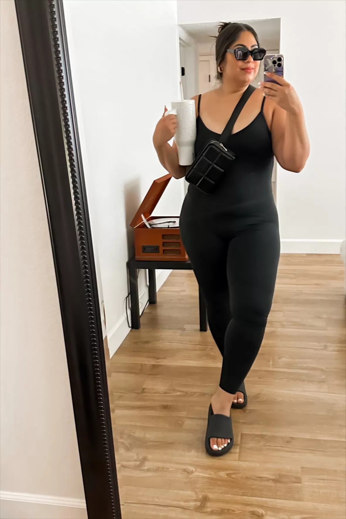Women's Bustier-Style 2 Piece Set - Bodysuit with Matching Leggings / Black
