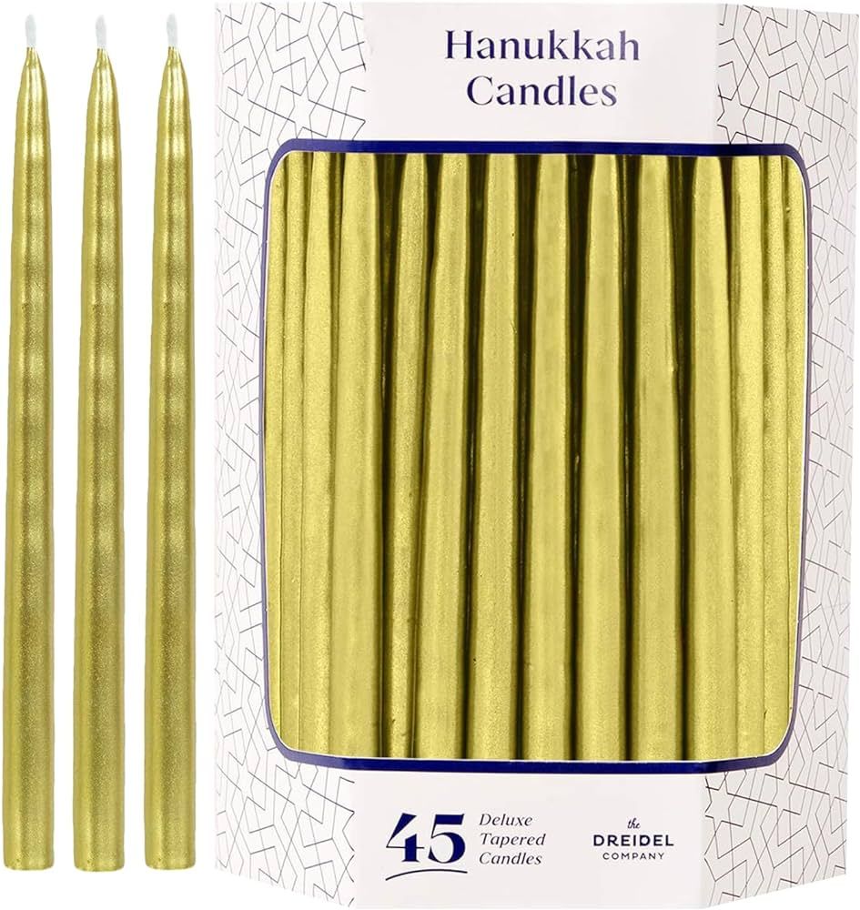 Dripless Hanukkah Candles Gold Frosted Premium Tapered Hand Decorated Chanuka Candles | Amazon (US)