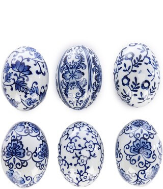 Southern Living Easter Collection Blue and White Chinoiserie Eggs, Set of 6 | Dillard's | Dillard's