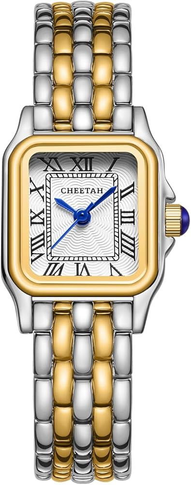 CHEETAH Gold Watches for Women with Small Vintage Bracelet, Rectangular Case Roman Dial | Amazon (US)