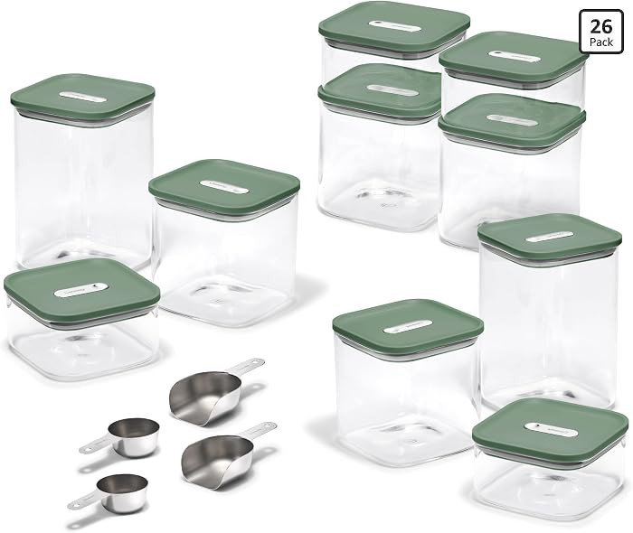 Caraway 26-Piece Ultimate Airtight Glass Food Storage Containers with Lids, Scoops, Measuring Cup... | Amazon (US)
