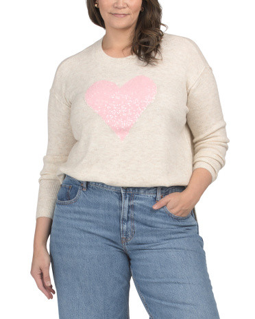 Plus Sequin Heart Cozy Sweater | Plus Size | Marshalls | Marshalls
