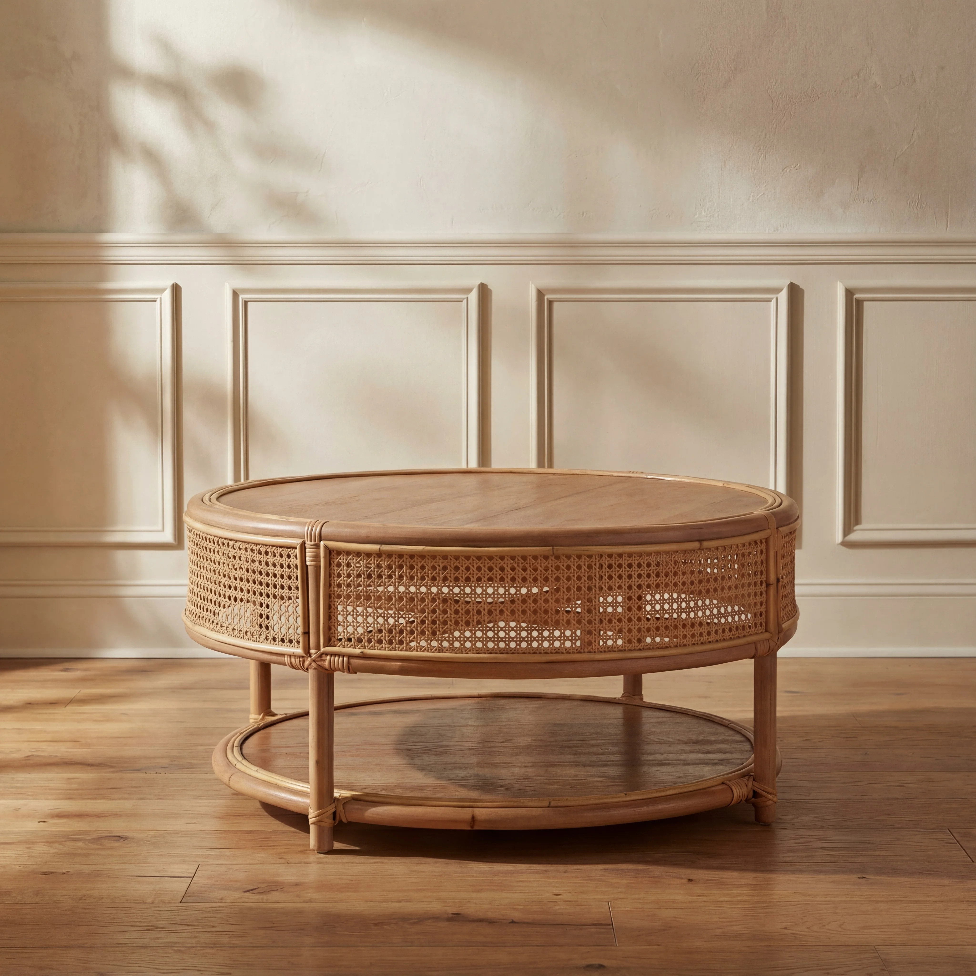 SAFAVIEH Modern Round Rattan Coffee Table, Natural - Walmart.com | Walmart (US)