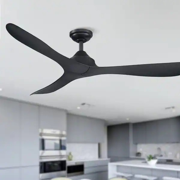 56" Matte Black 3-Blade Propeller Ceiling Fan with Remote | Bed Bath & Beyond