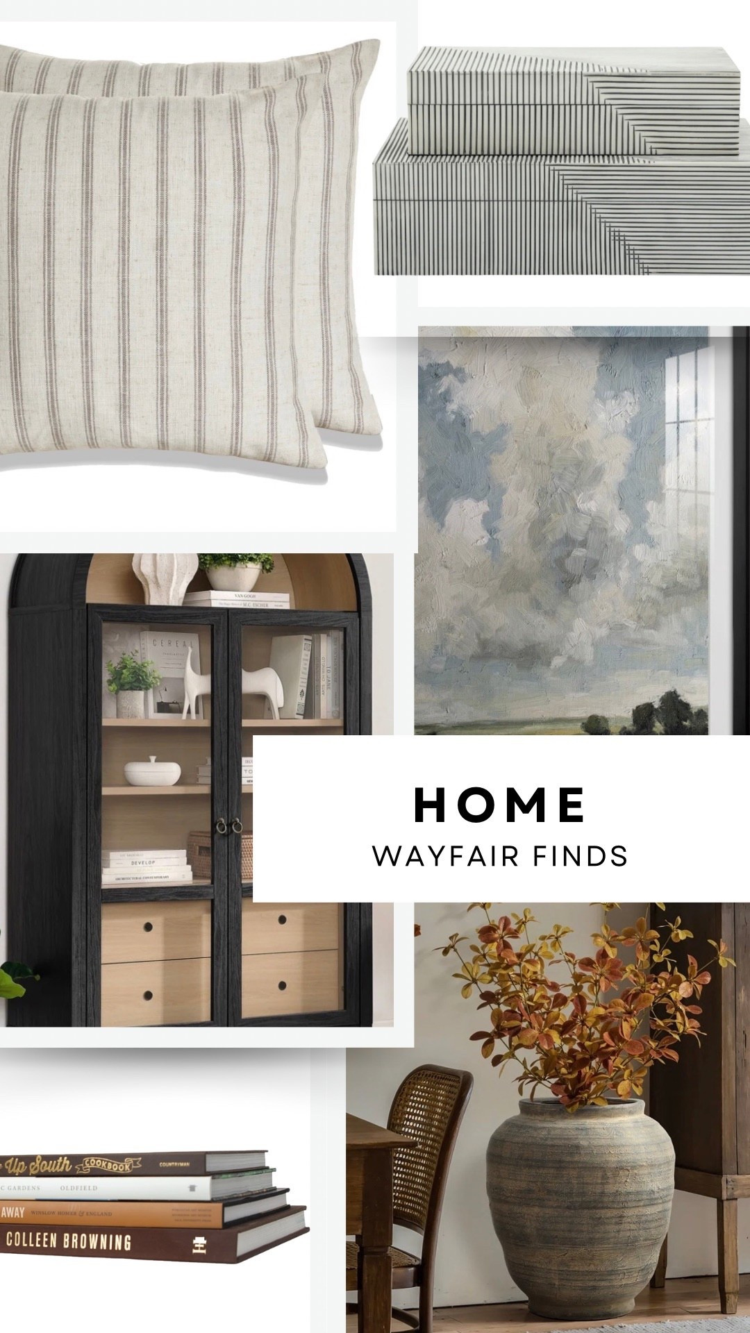 Wayfair Finds 🙌
Stunning pieces l've selected to decorate your home for the new season. 

#LTKSeasonal #LTKSaleAlert
#homeinspo #neutralhome

#wayfair #wayfairathome #wayfaircanada #wayfairfinds

Arched cabinet, pillow covers, wall art, books, large vintage planter, decorative boxes 

#LTKhome #LTKcanada #LTKfamily