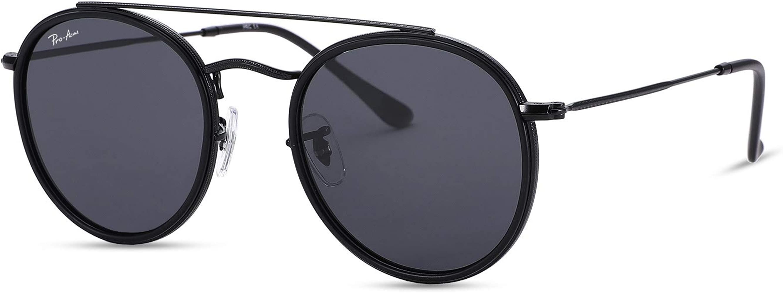 Pro Acme Small Double Bridge Round Sunglasses for Women Men 100% Real Glass Lens | Amazon (US)