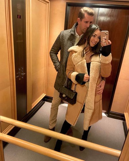 Kat Jamieson shares a cozy shearling coat. Brown coat, winter style, his and hers style. #LTKHoliday 

#LTKmens #LTKSeasonal