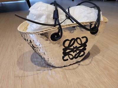 LOEWE Loewe x Paula's Ibiza sequinned iraca palm and leather basket bag  | eBay | eBay UK