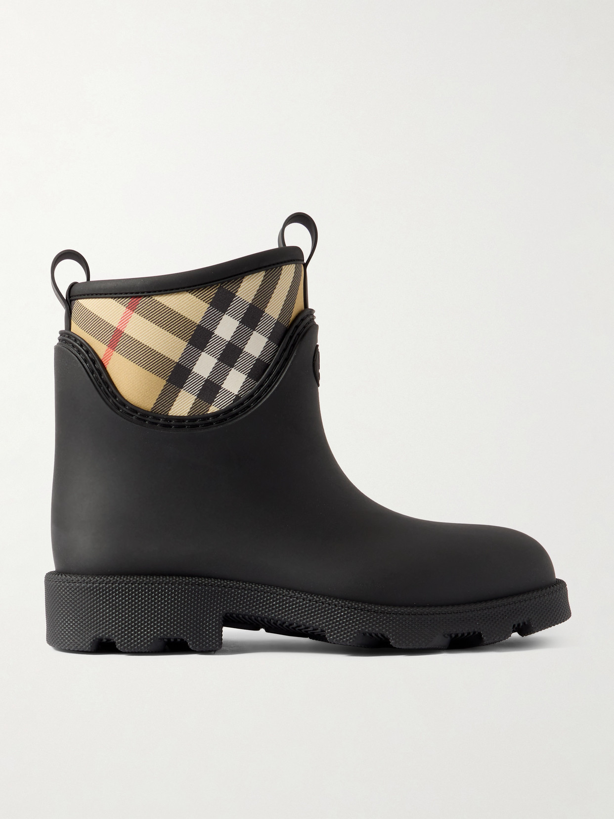 Burberry - Checked Nylon-paneled Rubber Ankle Boots - Black | NET-A-PORTER (US)