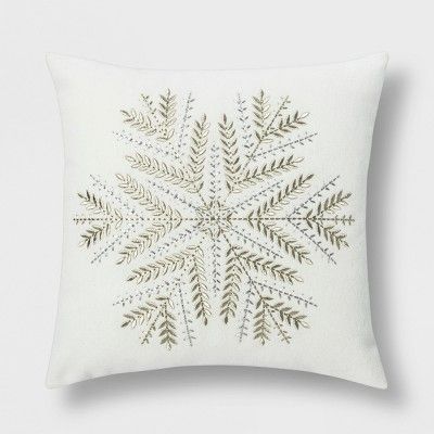 Snowflake Square Throw Pillow Cream/Silver - Threshold™ | Target