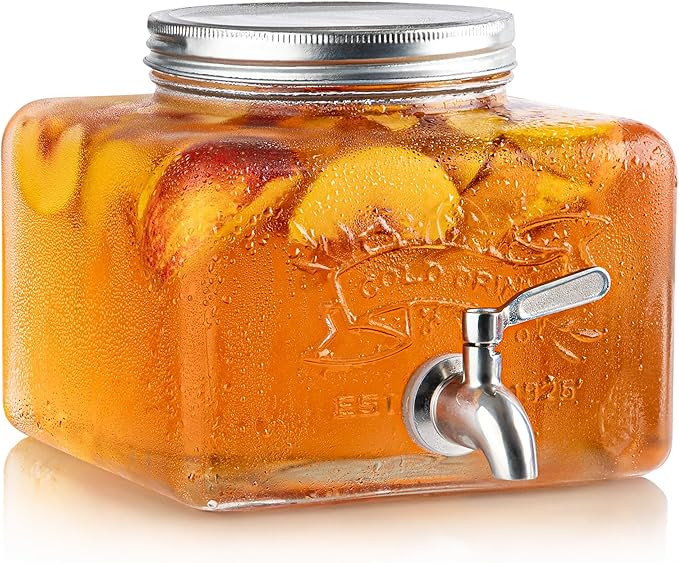 MosJos Glass Drink Dispenser for Fridge - Stainless Steel Spigot Mason Jar Dispenser with Wide Op... | Amazon (US)