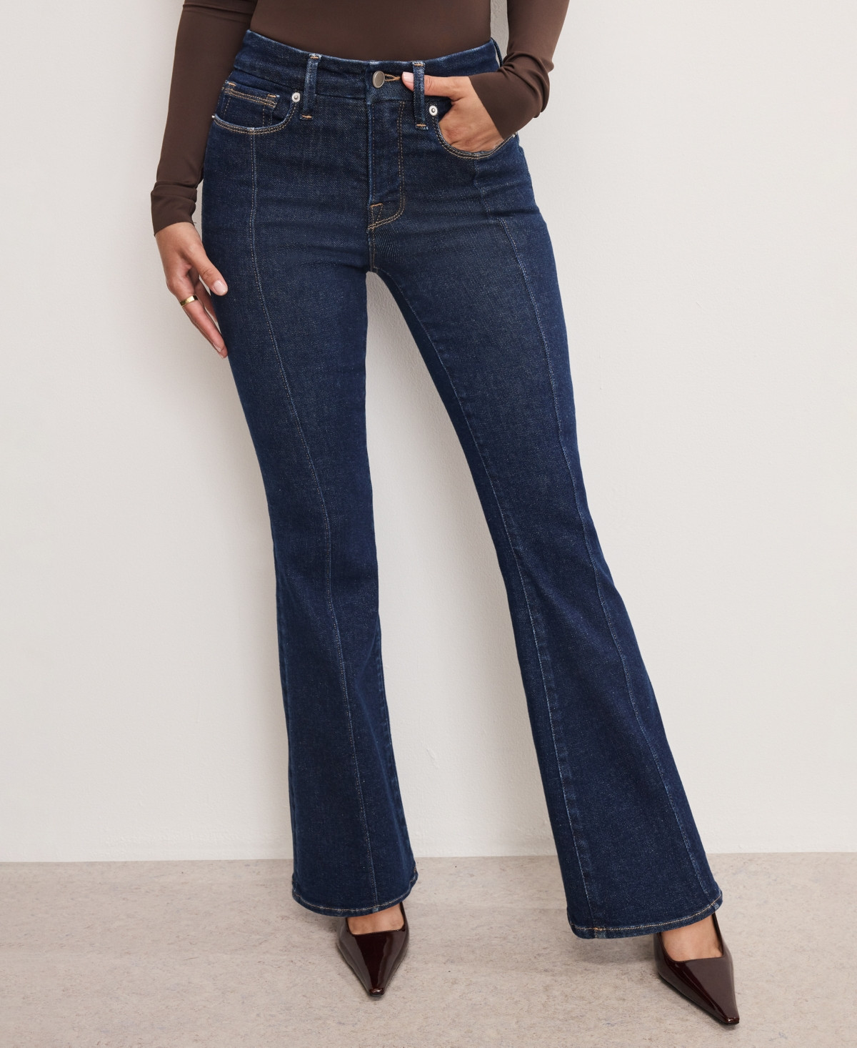 Good American Women's Flare Jeans - Dark Blue | Macy's