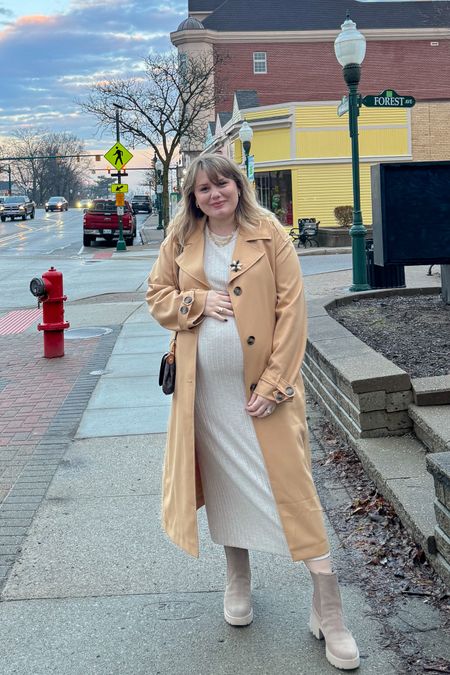 Plus size spring outfit. Plus size spring maternity outfit. 

Use code 2024Anne25 for 25% off your purchase! This trench is actually a 2 piece set that comes with an awesome vest. I’m in the 16/18. Runs oversized  

#LTKstyletip #LTKplussize #LTKbump
