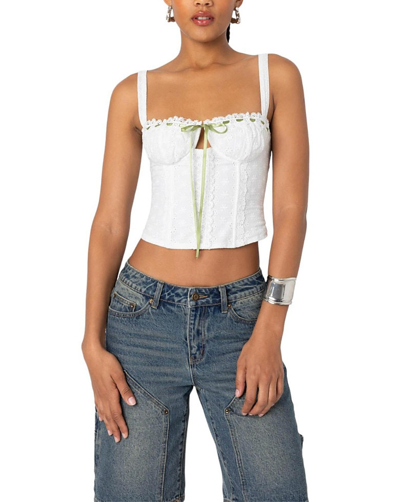 Edikted Garden Girl Ribbon Eyelet Corset | Bloomingdale's (US)