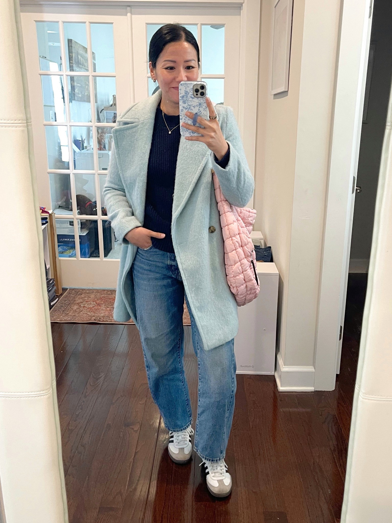 Size 26 jeans
Sized down 1/2 in Sambas 

#LTKOver40 #LTKSeasonal #LTKootd