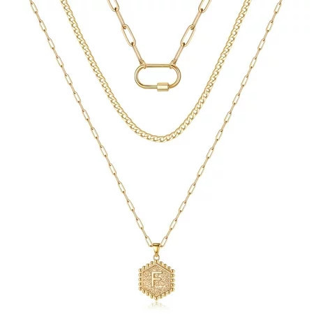 TINGN Layered Necklaces for Women 14K Gold Plated Layered Necklaces Paperclip Chain Necklace | Walmart (US)