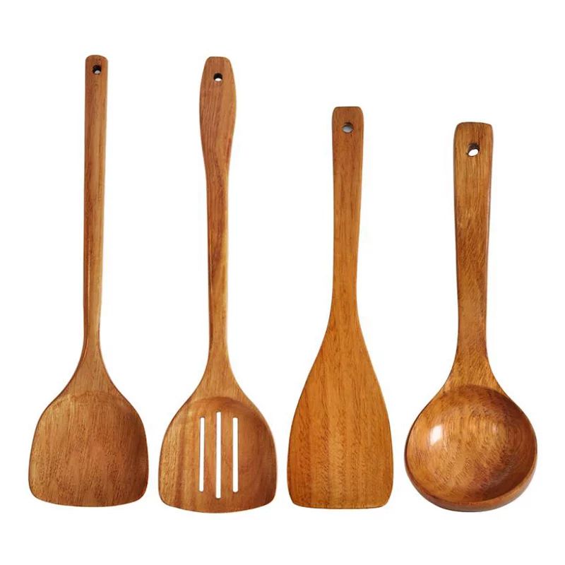 Growment 4 Pcs Wooden Kitchen Tools Set Natural Kitchen Utensils Wooden Cookware Including Spoon ... | Walmart (US)