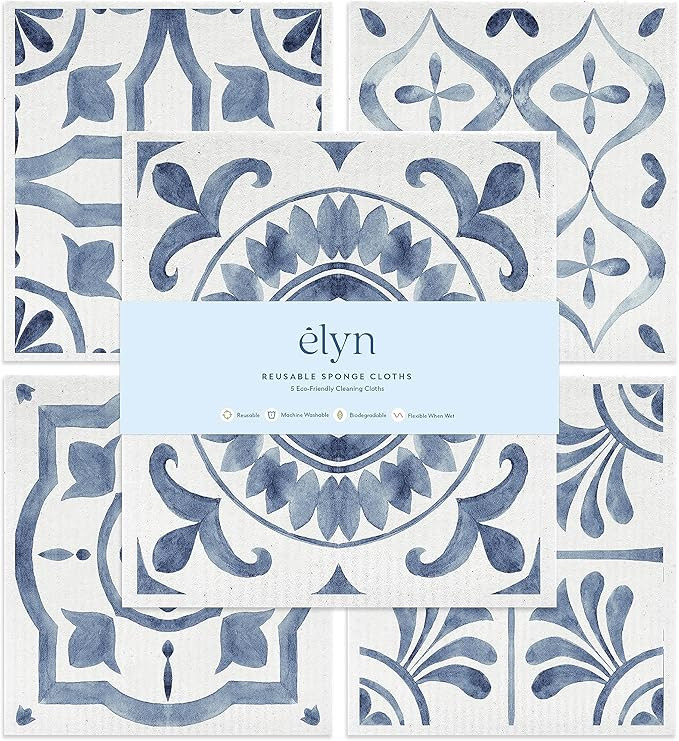 ELYN Swedish Dishcloths, Reusable & Washable Sponge Cloths, Absorbent Cleaning Paper Towels for K... | Amazon (US)
