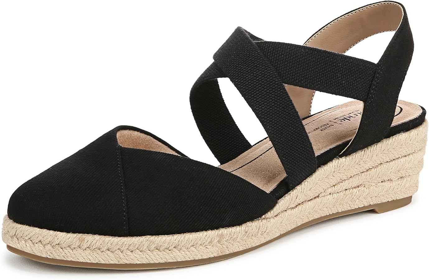 Amazon.com | LifeStride Womens Kimball Espadrille Wedge Sandal Black Canvas 9 M | Platforms & Wed... | Amazon (US)