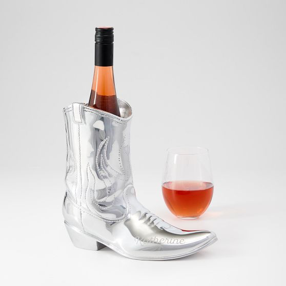 Silver Cowboy Boot Wine Chiller | Mark and Graham