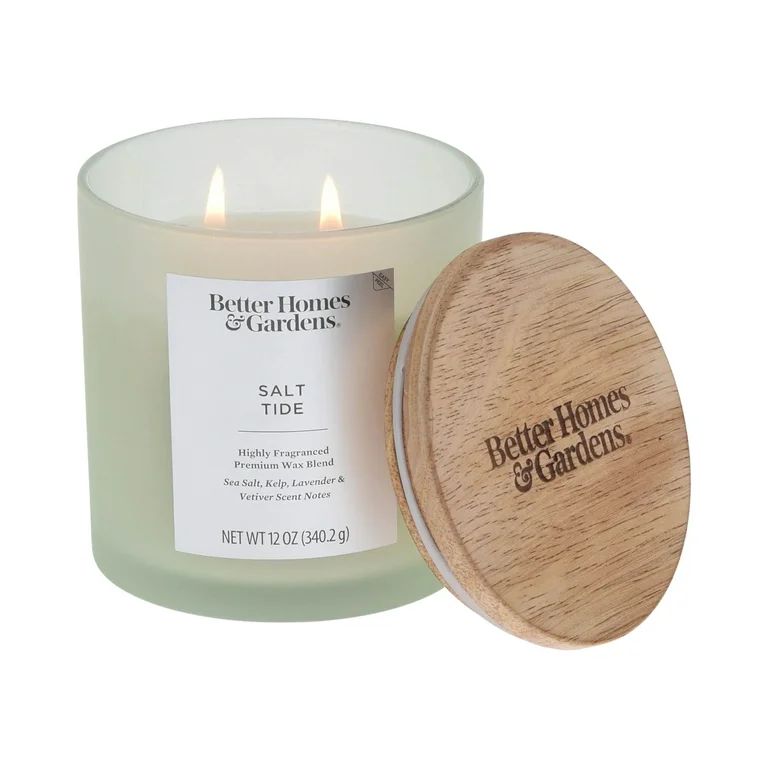 Better Homes & Gardens Salt Tide Scented 2-Wick Jar Candle 12oz Frosted | Walmart (US)