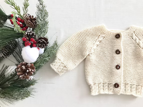 Knitted Baby Cardigan-merino Wool Baby Cardigan-white Baby | Etsy | Etsy (US)
