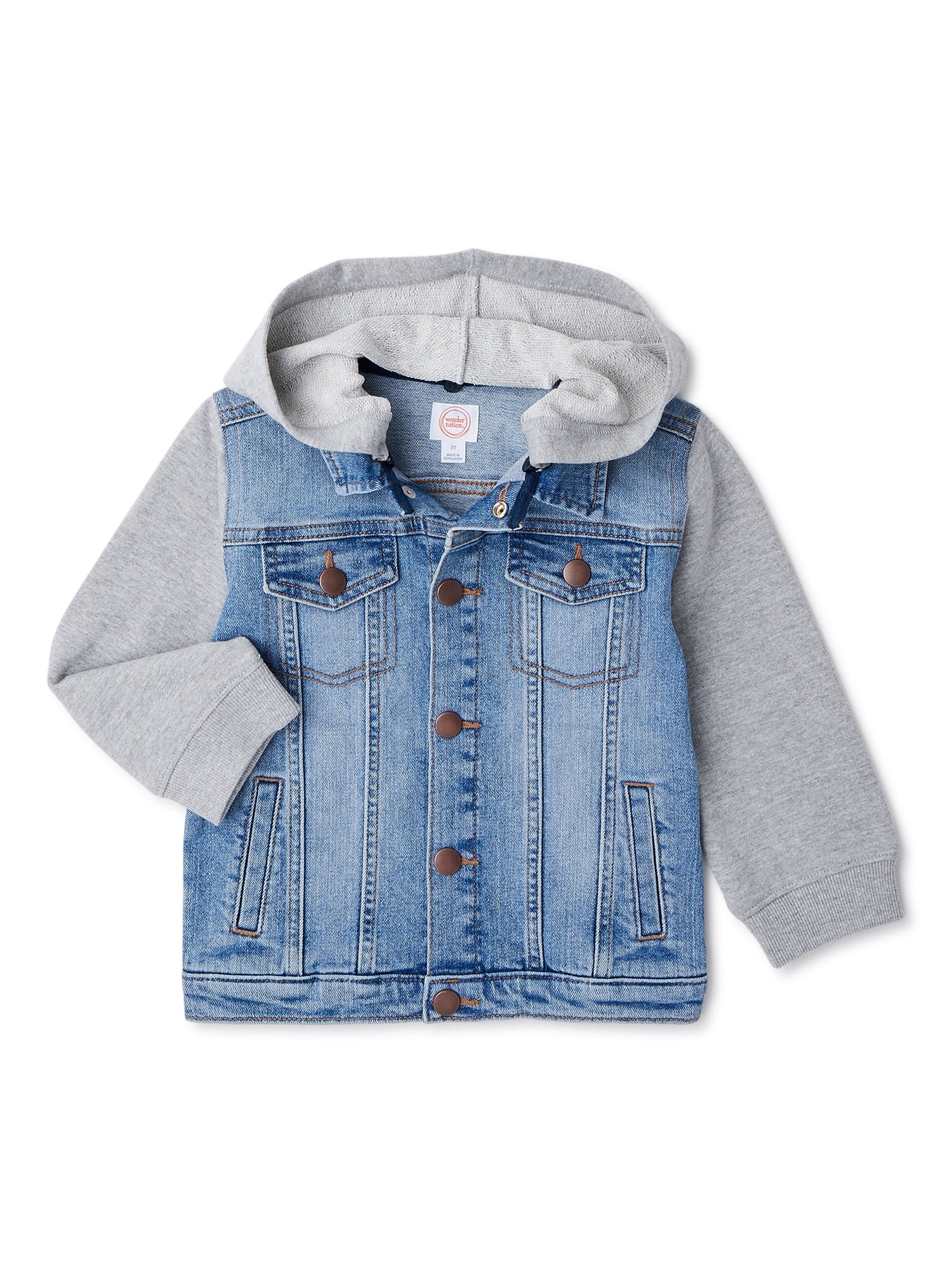Wonder Nation Baby Boy & Toddler Boy Hooded Denim Jacket (12M-5T) | Walmart (US)
