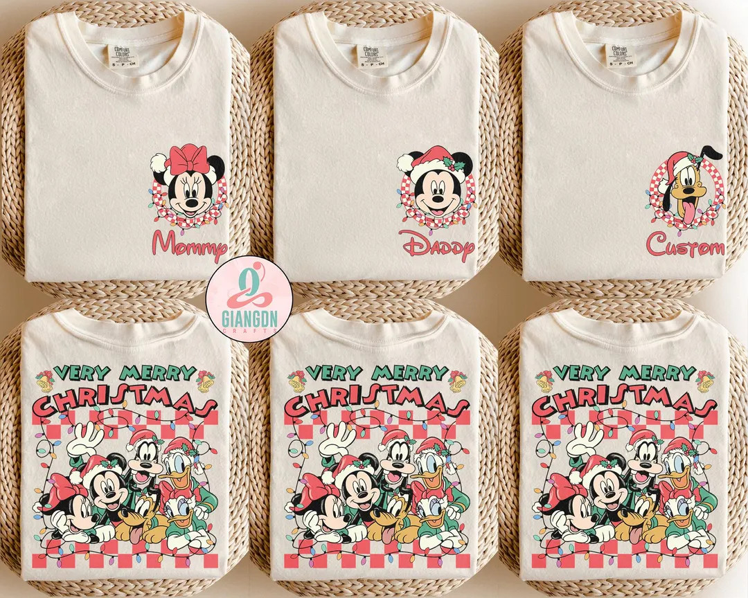 Custom Disney Very Merry Christmas Shirt, Custom Disney Christmas All Characters Shirt, Disney Fa... | Etsy (US)