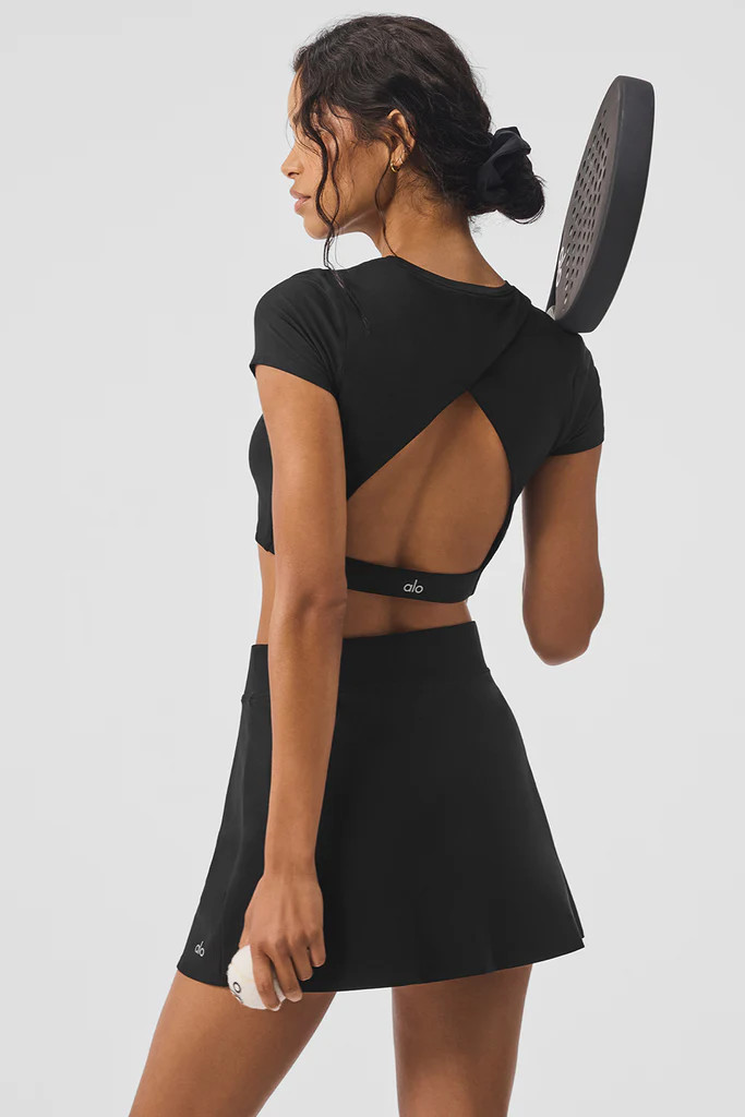 Alosoft Cropped Backspin Short Sleeve - Black | Alo Yoga (US)