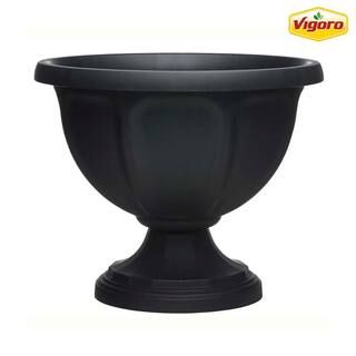 18 in. Warwick Large Black High-Density Resin Urn Planter (18 in. D x 14.7 in. H) | The Home Depot
