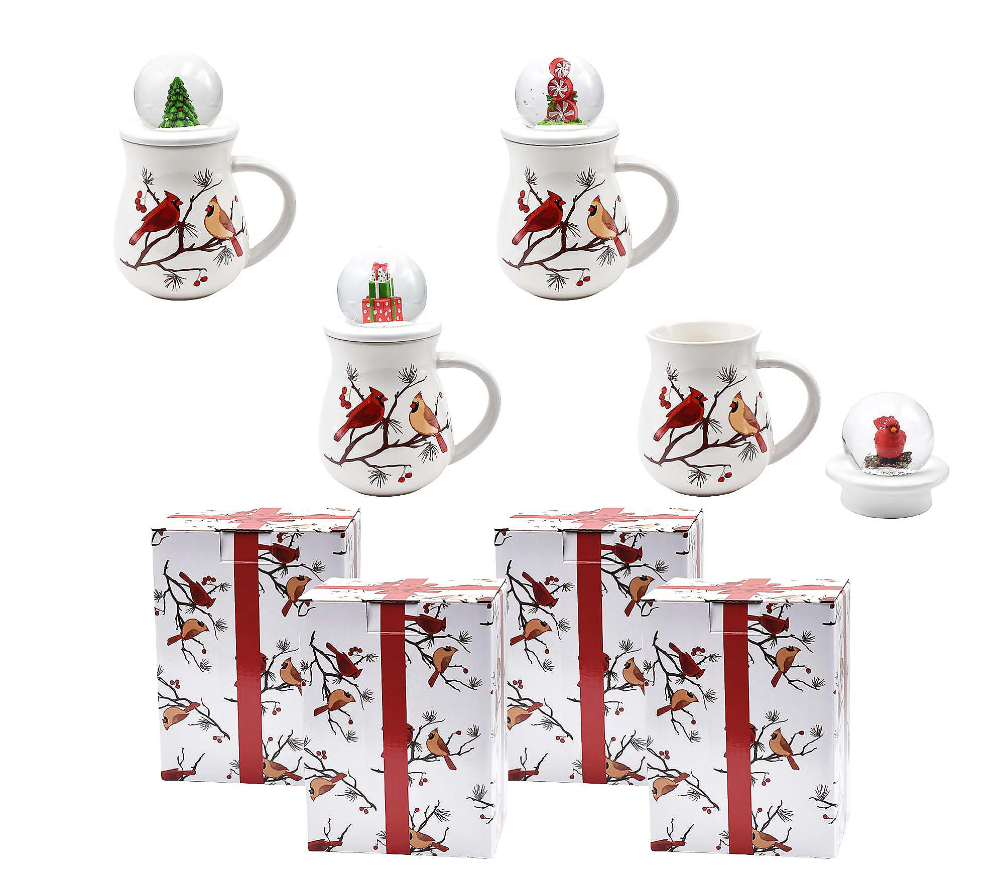 As Is Temp-tations Set/4 16-oz Mugs with Snow Globe Lids | QVC