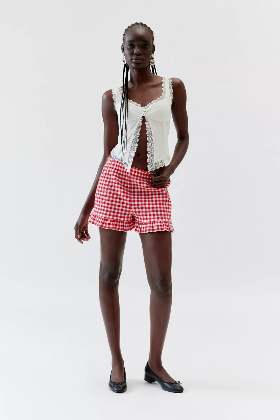 Urban Renewal Remnants Gingham Ruffle Pull-On Short | Urban Outfitters (US and RoW)